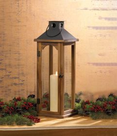 Large Simple Metal Top Wooden Lantern