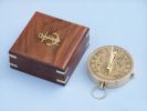 Solid Brass Admiral's Sundial Compass w/ Rosewood Box 4""