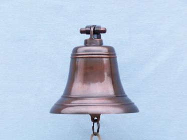 Antiqued Copper Hanging Ships Bell 9""