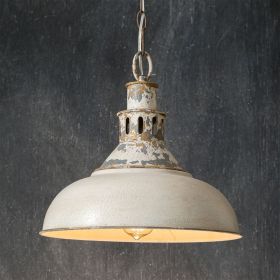 Distressed White Barn Pendant Light