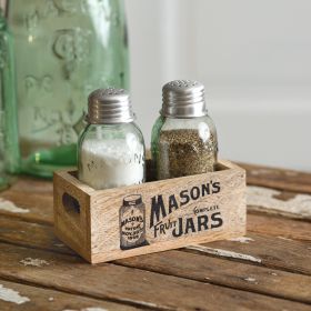 Mason's Jars Wooden Salt & Pepper Caddy - Box of 2