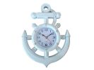 Whitewashed Ship Wheel and Anchor Wall Clock 15""