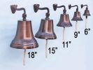 Antiqued Copper Hanging Ships Bell 11""