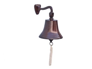 Antique Copper Hanging Ships Bell 11""