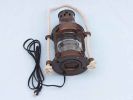 Antique Copper Round Anchor Electric Lantern 16""