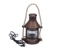 Antique Copper Round Anchor Electric Lantern 16""