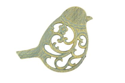 Antique Seaworn Bronze Cast Iron Bird Trivet 8""