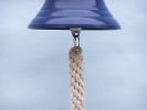 Solid Brass Hanging Ships Bell 11"" - Blue