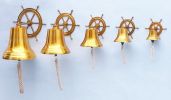 Brass  Plated Hanging Ship Wheel Bell 10""