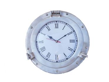 Brushed Nickel Deluxe Class Porthole Clock 12""