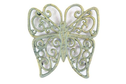 Antique Seaworn Bronze Cast Iron Butterfly Trivet 8""