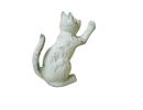 Whitewashed Cast Iron Cat Door Stopper 5""