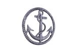 Rustic Silver Cast Iron Anchor and Rope Nautical Kitchen Trivet 7""