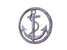 Rustic Silver Cast Iron Anchor and Rope Nautical Kitchen Trivet 7""