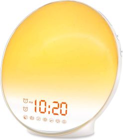 Wake Up Light Sunrise Alarm Clock for Kids; Heavy Sleepers; Bedroom; with Sunrise Simulation; Sleep Aid; Dual Alarms; FM Radio; Snooze; Nightlight