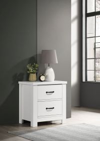 Cassini 21.5" White 2-Drawer Nightstand Bedside Table