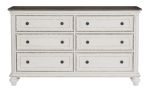 Antique White and Brown Gray Finish1pc Dresser of 6x Drawers Black Knobs Traditional Design Bedroom Furniture