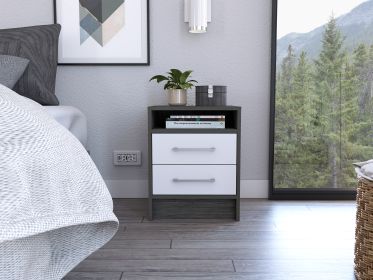 Rowley 2-Drawer 1-Shelf Rectangle Nightstand Smokey Oak and White