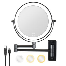 8 Inch Wall-Mounted Makeup Mirror, Double Sided 1x/10x Magnifying Makeup Mirror, 3 Colour Lights Touch Screen Dimmable Bathroom Mirror