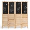 4-Panel Folding Privacy Room Divider Screen with Chalkboard