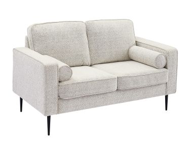 Living Room Upholstered Sofa with high-tech Fabric Surface/ Chesterfield Tufted Fabric Sofa Couch, Large-White.