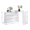 Extended Desktop 6 Drawers Chest of Drawer without Handle White Color Vanity