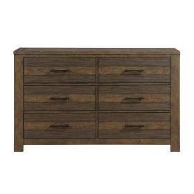 Bold Look Bedroom Furniture Antique Brown Finish 1pc Dresser of 6 Drawers Ball Bearing Glides Wooden Furniture