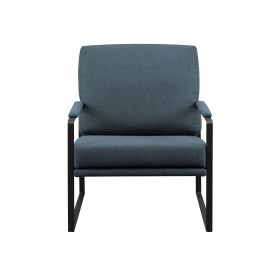 Contemporary Square Metal Frame Accent Chair – Indigo Blue / Black