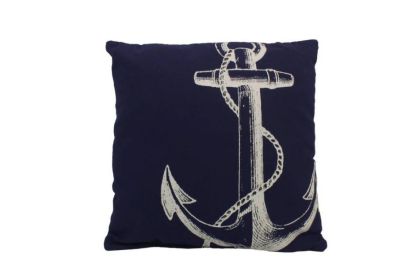 Blue and White Anchor Decorative Throw Pillow 14""