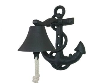 Rustic Black Cast Iron Wall Mounted Anchor Bell 8&quot;