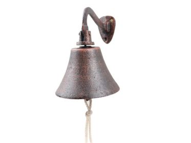 Rustic Copper Cast Iron Hanging Ship's Bell 6""