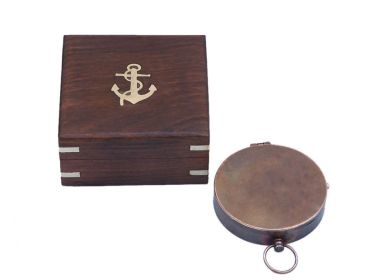 Antique Copper Gentlemen's Compass With Rosewood Box 4""