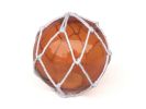 Tabletop LED Lighted Orange Japanese Glass Ball Fishing Float with White Netting Decoration 4""