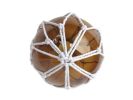 Tabletop LED Lighted Amber Japanese Glass Ball Fishing Float with White Netting Decoration 6""