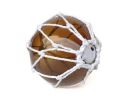 Tabletop LED Lighted Amber Japanese Glass Ball Fishing Float with White Netting Decoration 6""