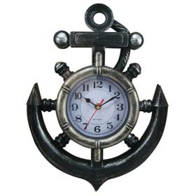 Ship Wheel and Anchor Wall Clock 15""