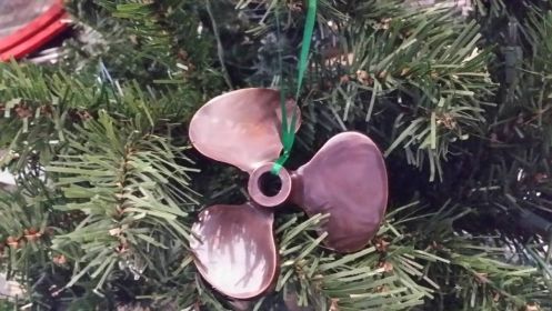 Antique Copper RMS Titanic Propeller Christmas Tree Ornament 4""