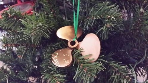 Antique Brass RMS Titanic Propeller Christmas Tree Ornament 4""