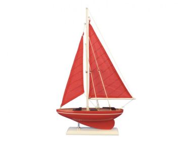 Wooden Red Sea Model Sailboat 17""