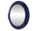 Navy Blue Decorative Ship Porthole Mirror 24""