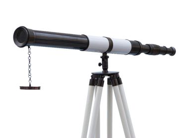 Admirals Floor Standing Oil Rubbed Bronze with White Leather Telescope 60""