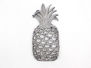 Rustic Silver Cast Iron Pineapple Trivet 9""