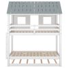 House Bunk Bed with Trundle,Roof and Windows,White(OLD SKU:GX000705AAK)