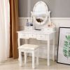 FCH With Light Bulb Single Mirror 5 Drawer Dressing Table White=60709581