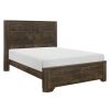 Rustic Brown Finish Queen Bed Clipped Corners Transitional Style Wooden Bedroom Furniture 1pc Panel Bed