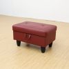 Red Semi PU Synthetic Leather Ottoman Living Room Sofa