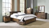 ACME Juvanth Eastern King Bed W/Storage in Rustic Oak & Black Finish 24257EK