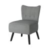 Unique Style Gray Velvet Covering Accent Chair Button-Tufted Back Brown Finish Wood Legs Modern Home Furniture