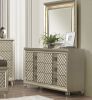 Glamorous Champagne Finish 1pc Dresser of 6 Drawers Acrylic Feet Luxury Bedroom Furniture Beveled Mirror Trim