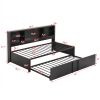 Metal Twin Size Daybed with Twin Size Trundle, Storage Shelves and USB Ports, Black